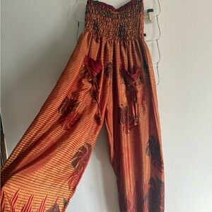 Boho Printed Elastic Waist Harem Pants